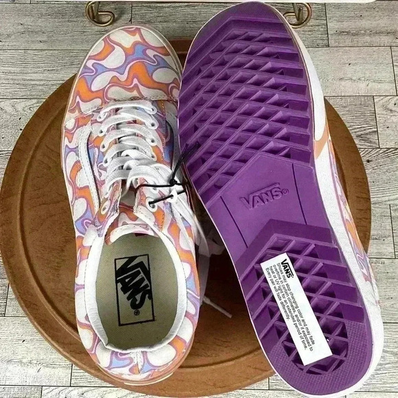 VANS Brand New Old Skool Stacked Orange& White Platforms size 7.5/9.0(women) - Picture 8 of 9